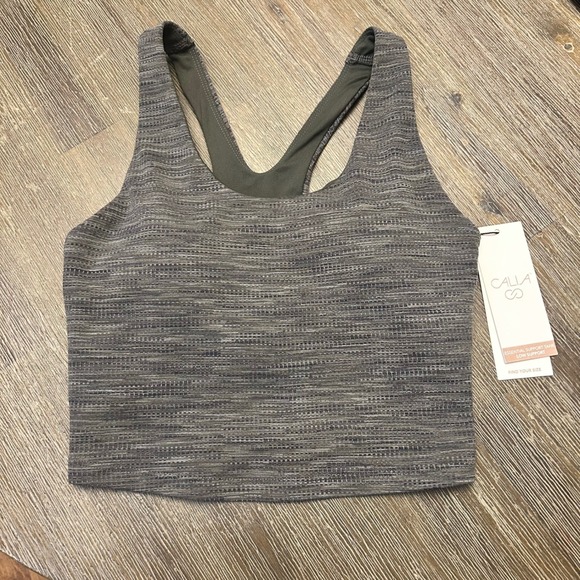 Calia Other - Calia Jacquard Support Tank Top Deep Green Multi Womens XS Low Impact NWT Bra